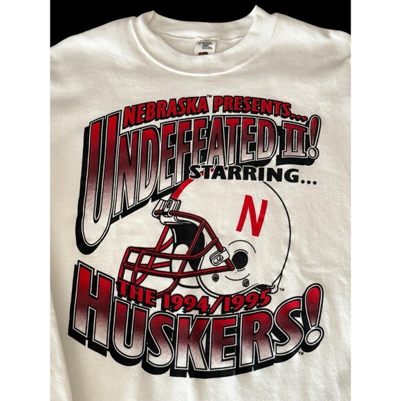 Vintage 1994 1995 Nebraska Corn Huskers National Champions Fruit Of Loom Crew L - Picture 3 of 4